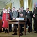 Ronald Reagan signs Farm Bill H.R. 2100 and S. 1884 Farm Credit Legislation in the State Dining Room (6862174640)