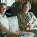 Thatcher Reagan Camp David sofa 1984